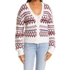 ❤️ rag & bone Willow Fair Isle Wool Cardigan in Ivory Multi ❤️ Small - F1